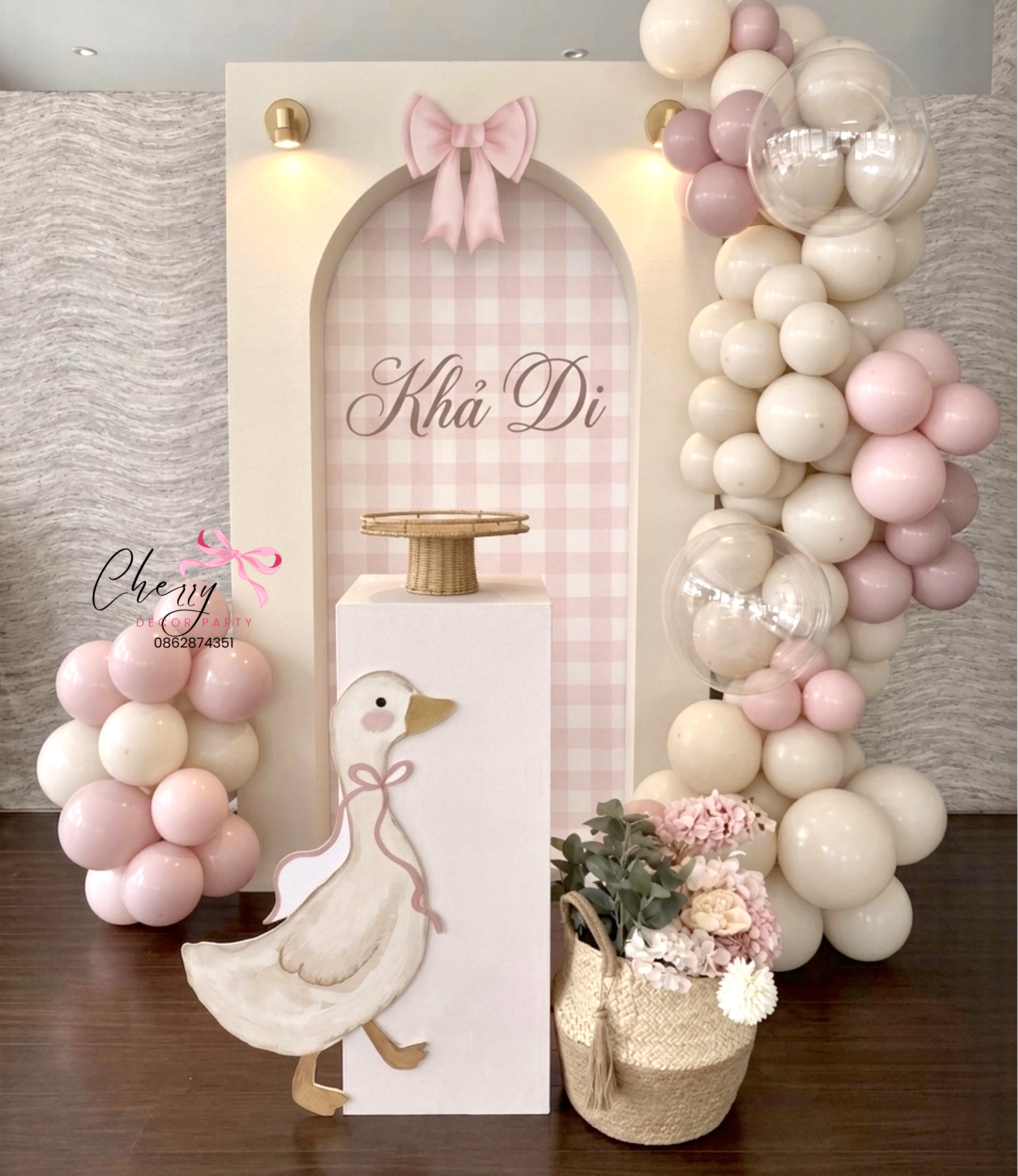 Mẫu trang trí vịt tone hồng pastel